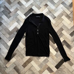 Zara Button Up Fitted Long Sleeve (Black)